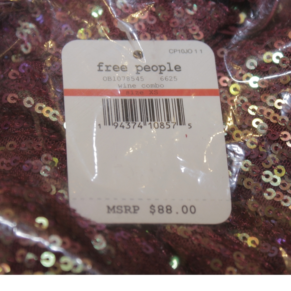 Free People Sequined Gold Rush Mini Dress in Wine Combo - Picture 5 of 5